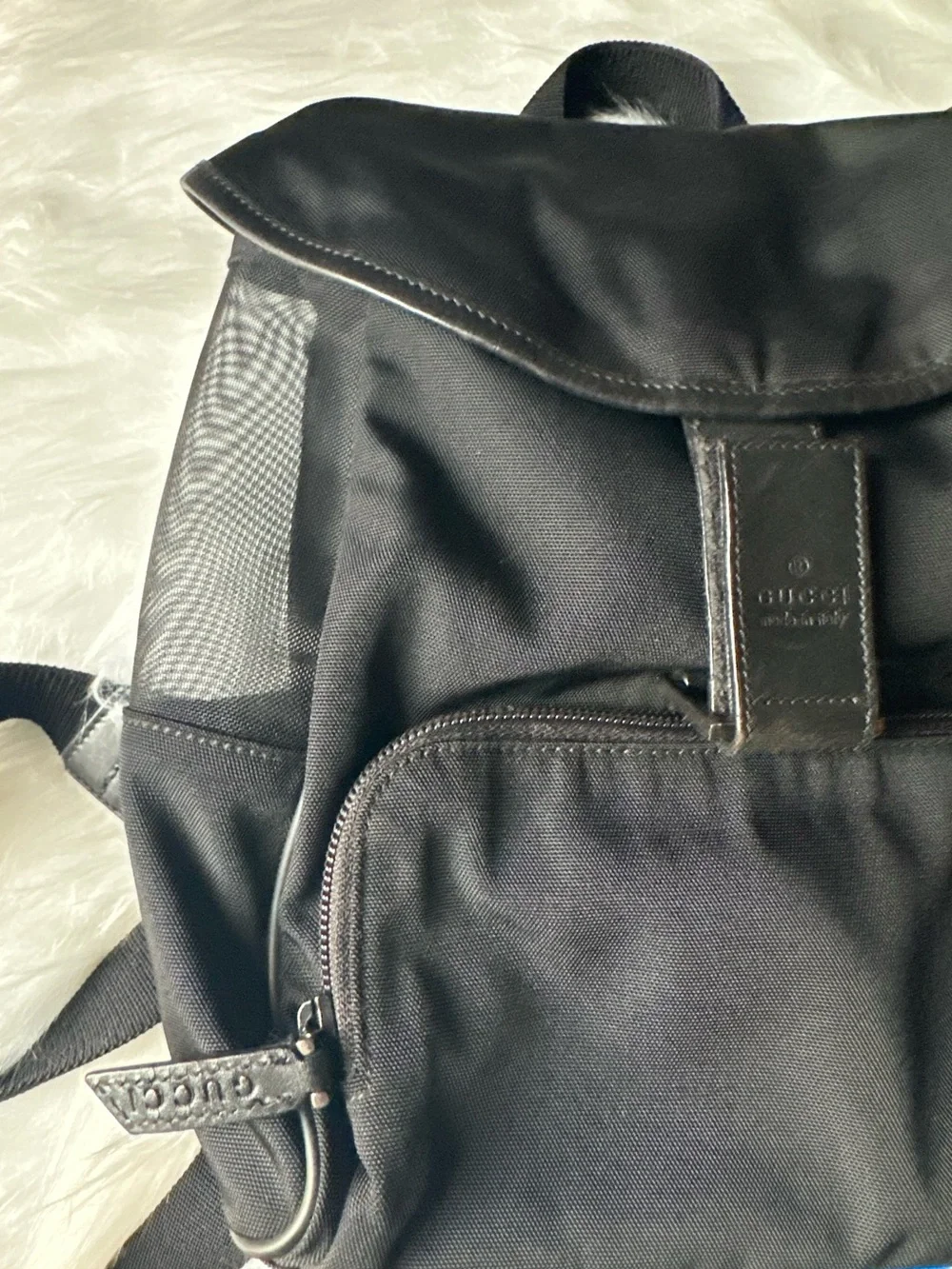 Vintage Gucci Black Nylon Leather Backpack